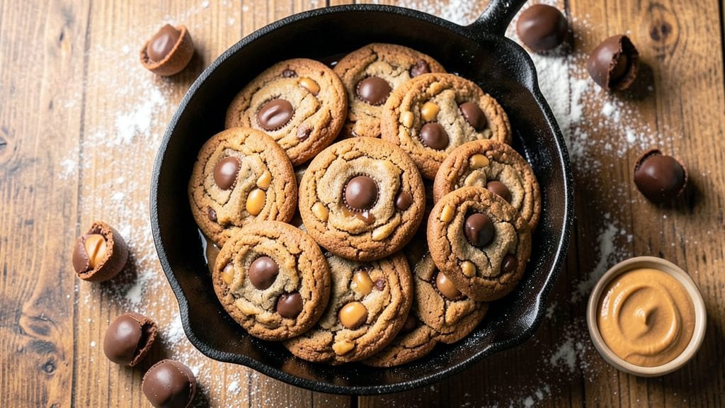 Cast Iron Skillet Reese's Peanut Butter Cookies Recipe: Skillet-Melted Fudgy Centers with Crunchy Edges
