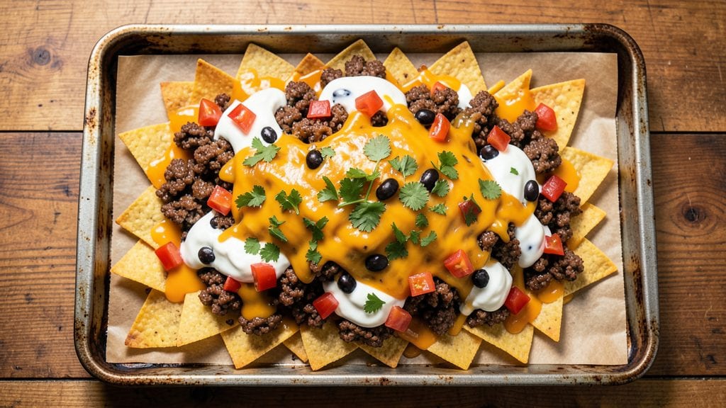 Cookie Sheet Nachos Recipe: Crispy Tortilla Layers Loaded With Melty Cheese