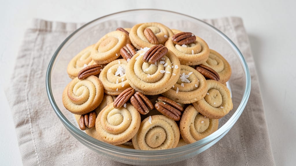 Pirouette Cookies Recipe: Vanilla Bean Swirls With Toasted Pecan Crowns