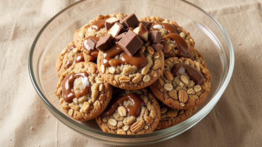 Snickers Oat Cookies Recipe: Crunchy Peanut Butter Bites With Caramel Swirls